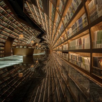 Una ilusión óptica fluye en la librería 11