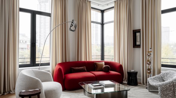 Apartamento con sofá rojo 19